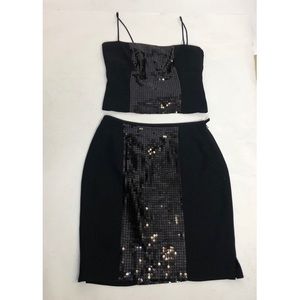 KIR Black Sequin Top and Skirt - Top Size 12 - Skirt size 14